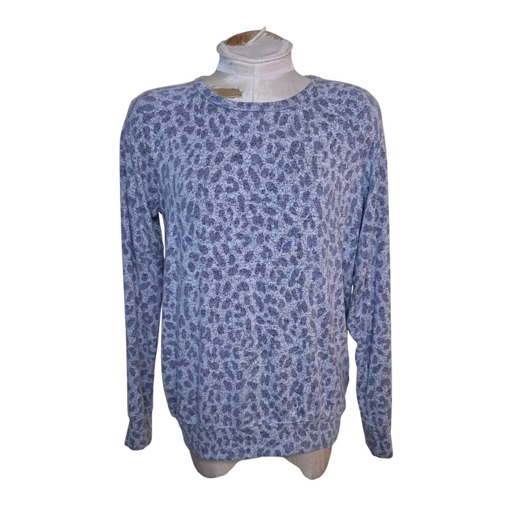 David Bitton BUFFALO Womens Gray Leopard Print Sweater Shirt Size S